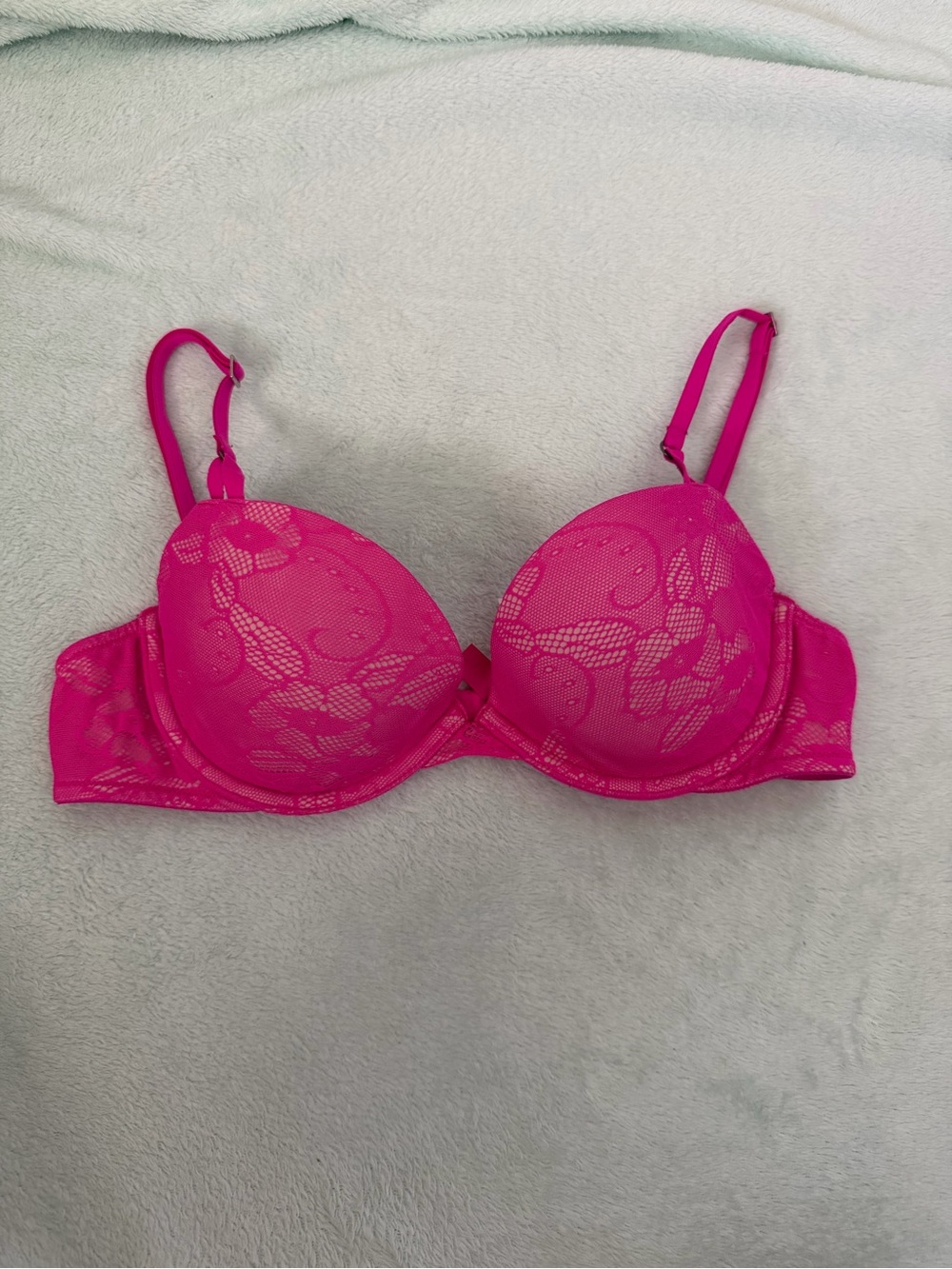 Y2K PINK Victoria's Secret Bright Pink Lace Push-Up Bra 34B
